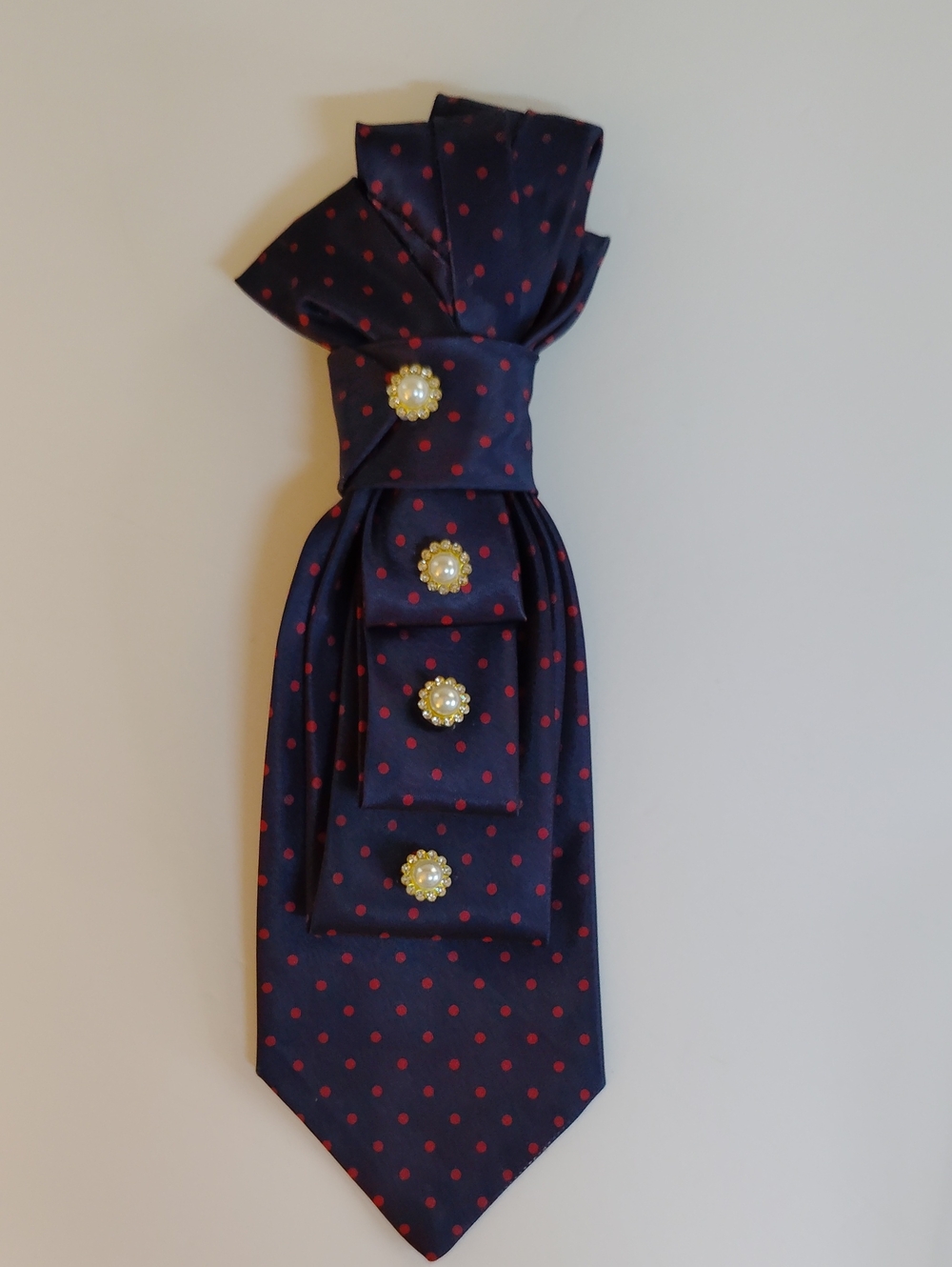 Women's Navy Polka Dot Tie - Picture 1 of 3